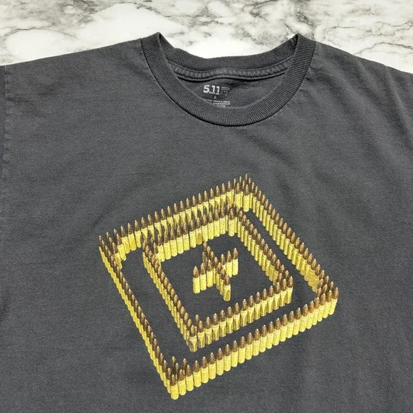 5.11 Tactical Men's T Shirt Size S Dark Gray Bullets Firearms Graphic Tee - Picture 2 of 9
